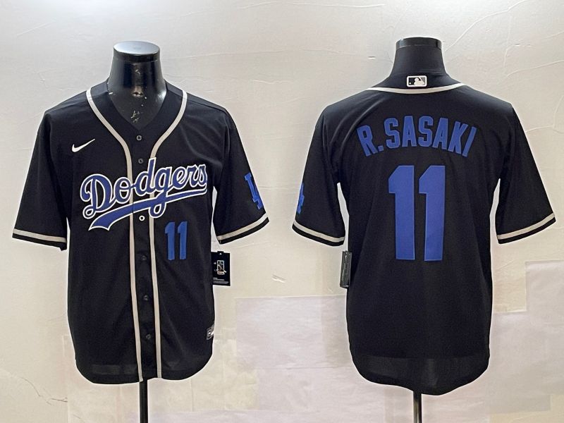Men Los Angeles Dodgers #11 R.Sasaki Black Fashion Game 2025 Nike MLB Jersey style 16